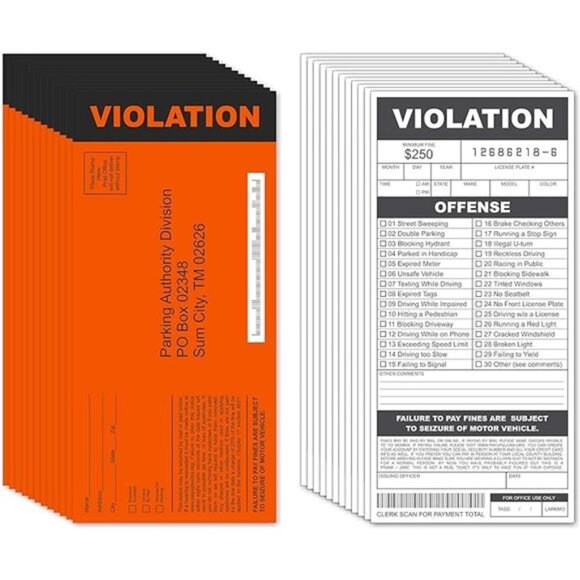 Fake Parking Tickets Prank - Qty 25, Joke Violation Parking, Funny Gag Pretend - Picture 7 of 7